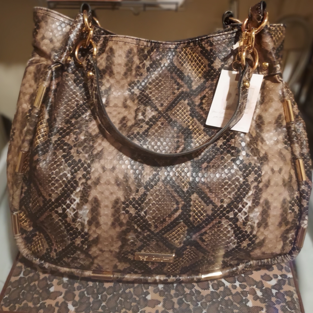 Jessica Simpson Brown Snake Print Shoulder Bag